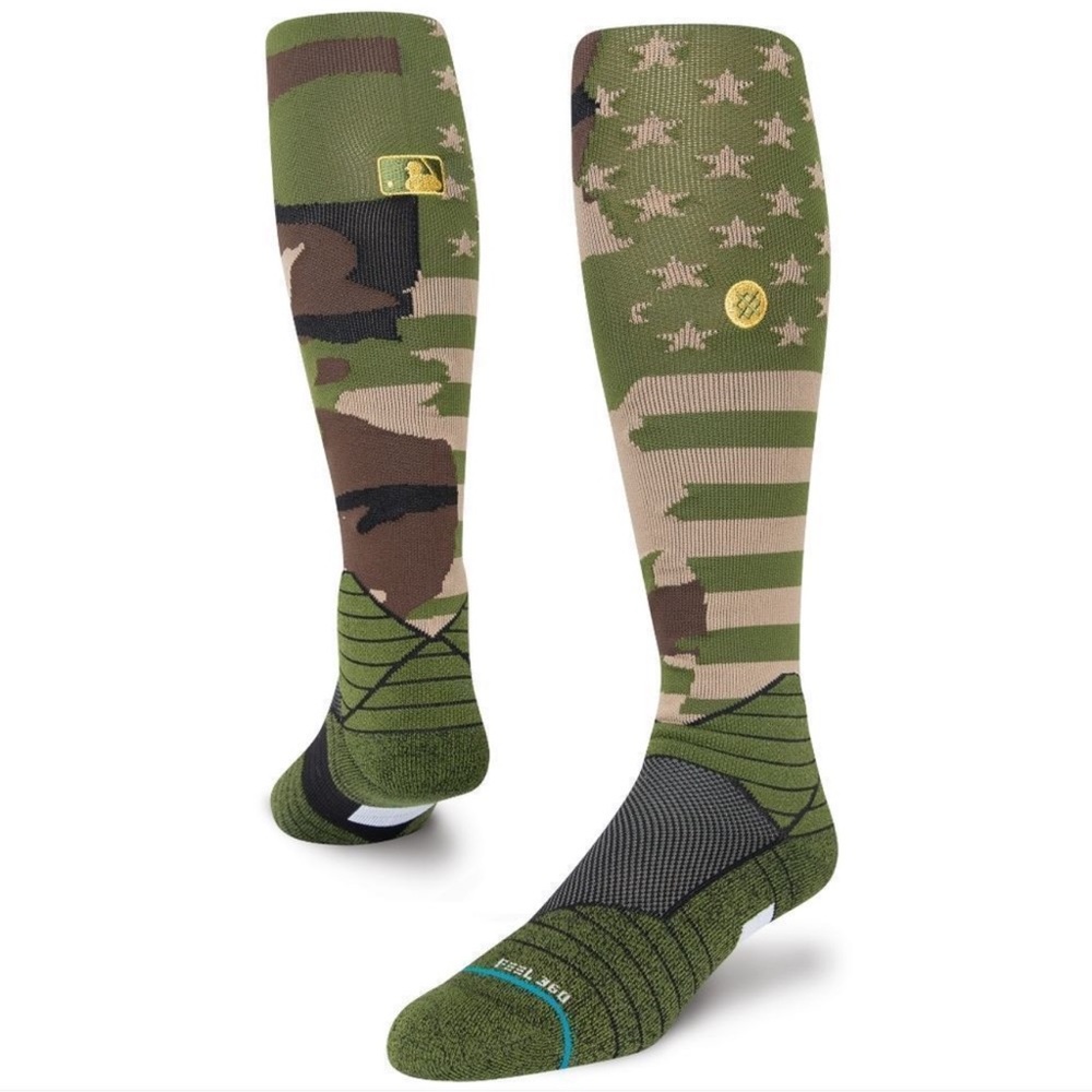 🥷🏿🥷🏿🥷🏿BUNDLE 2 PAIR Stance Armed Forces 2022 MLB Baseball Socks Army